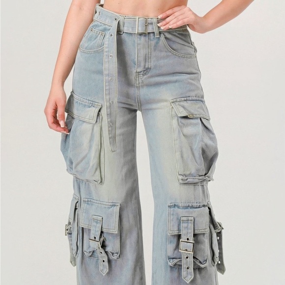 Shannel’s Closet Pants - Belted Denim Cargo Jean
